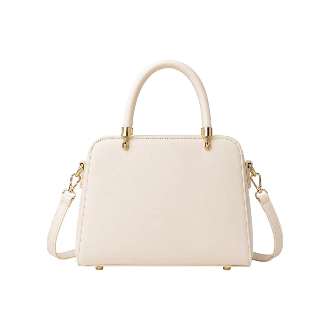 Kelven Ivory Bow Charm Women’s Satchel Handbag with Dual Handles