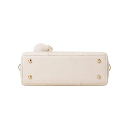 Kelven Ivory Bow Charm Women’s Satchel Handbag with Dual Handles