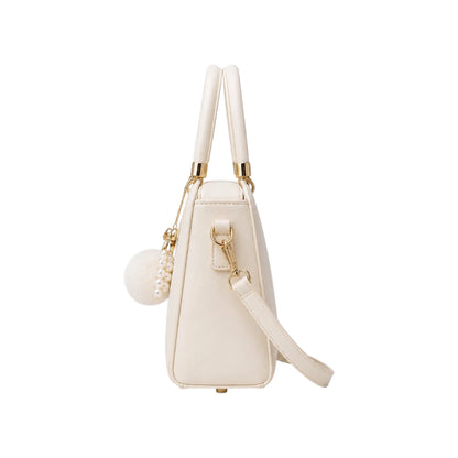 Kelven Ivory Bow Charm Women’s Satchel Handbag with Dual Handles