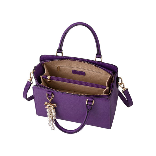 Kelven Purple Pearl Charm Women’s Satchel Handbags with Tassel Detail